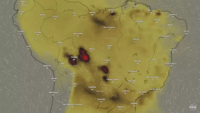 Fumaça dos Incêndios no Pantanal Alcança Dimensões Alarmantes Vistas do Espaço