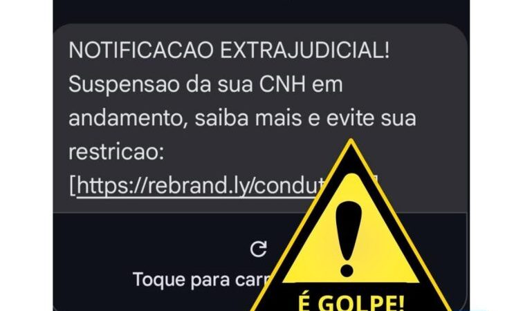 SMS com notificação extrajudicial de suspensão de CNH em nome do Detran-MS é golpe