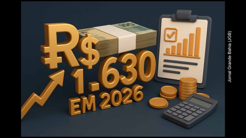A previsão de salário mínimo de R$ 1.630 para 2026