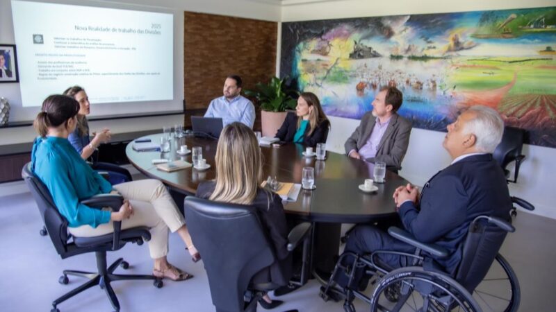 Presidente Flávio Kayatt acompanha apresentação do piloto do novo programa de produtividade do TCE-MS