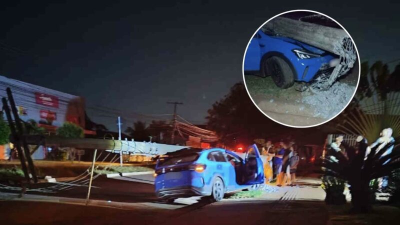 Motorista embriagado derruba poste e deixa bairros de Campo Grande sem energia por 9 horas