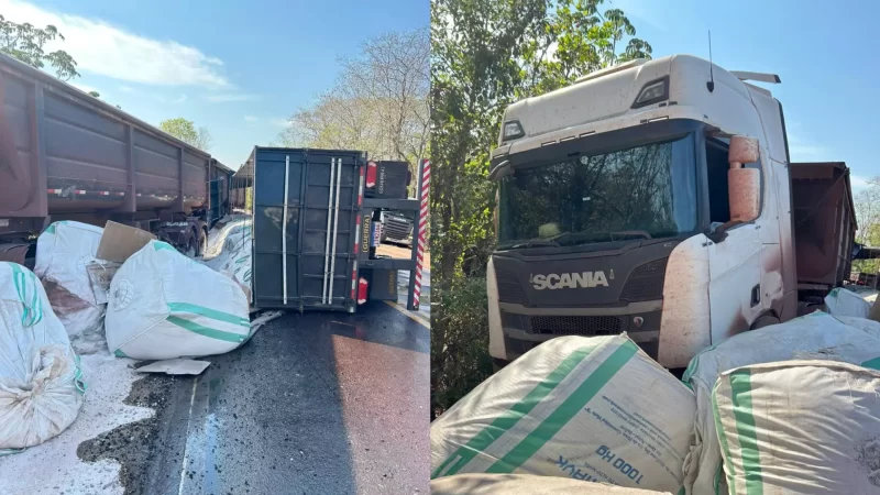 Caminhoneiro embriagado causa acidente na BR-262 em Miranda; ninguém ficou ferido