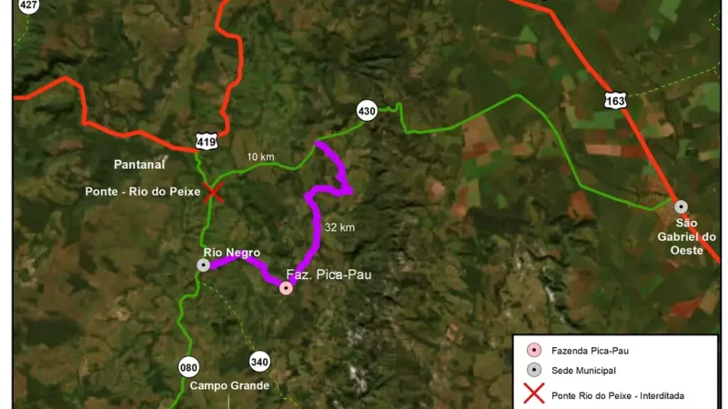 Após queda de ponte, Seilog orienta rotas alternativas na MS-080 em Rio Negro