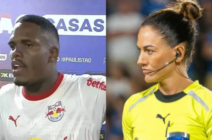 Zagueiro do Bragantino é suspenso por 12 jogos após ataque machista contra árbitra de MS