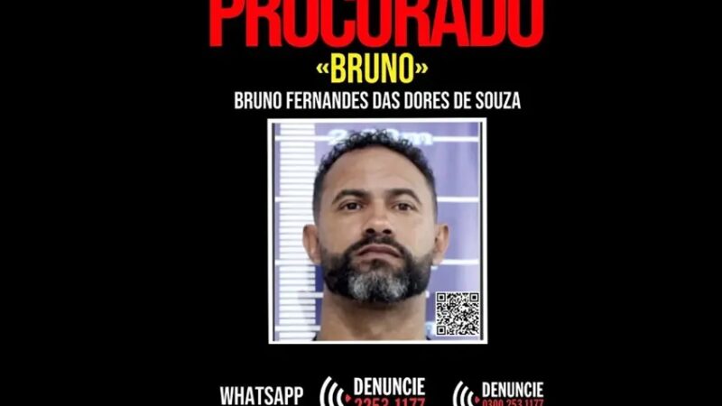 Disque-Denúncia divulga cartaz de procurado do goleiro Bruno por descumprir liberdade condicional