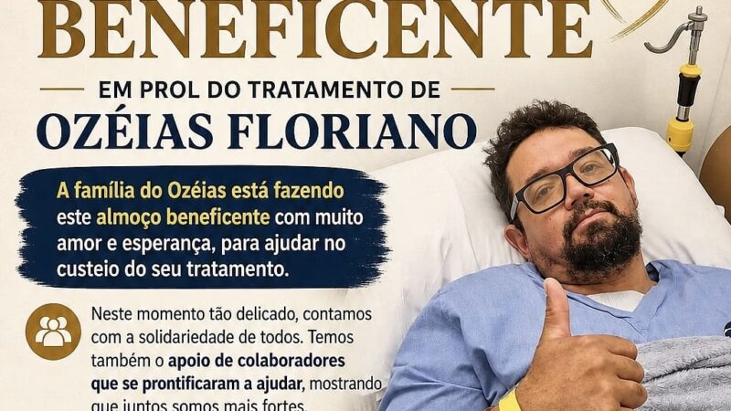 Almoço beneficente em Rio Negro é promovido para auxiliar tratamento de Ozéias Floriano contra câncer ultrarraro