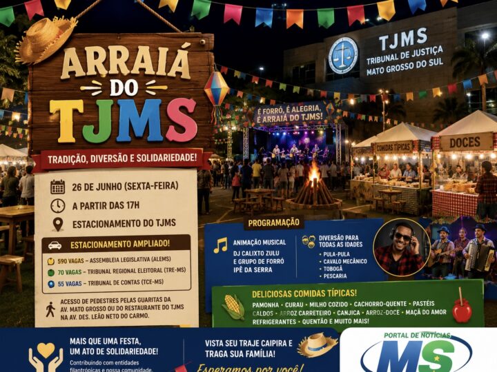 Arraiá do TJMS promete noite de tradição, música e solidariedade nesta sexta-feira em Campo Grande