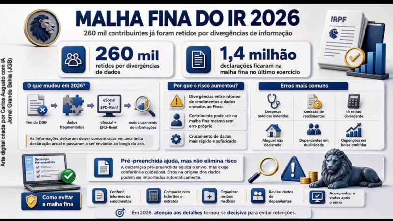 Mais de 27 mil contribuintes caem na malha fina do Imposto de Renda em Mato Grosso do Sul