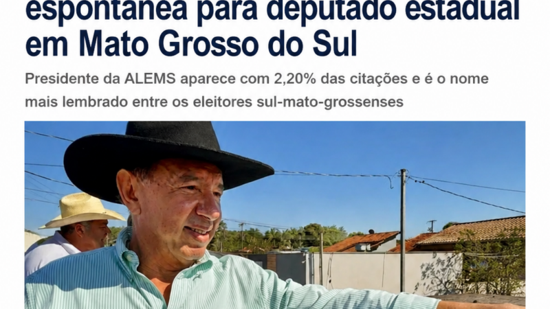 Gerson Claro lidera pesquisa espontânea para deputado estadual em Mato Grosso do Sul