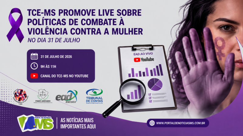 TCE-MS promove live sobre políticas de combate à violência contra a mulher no dia 31 de julho