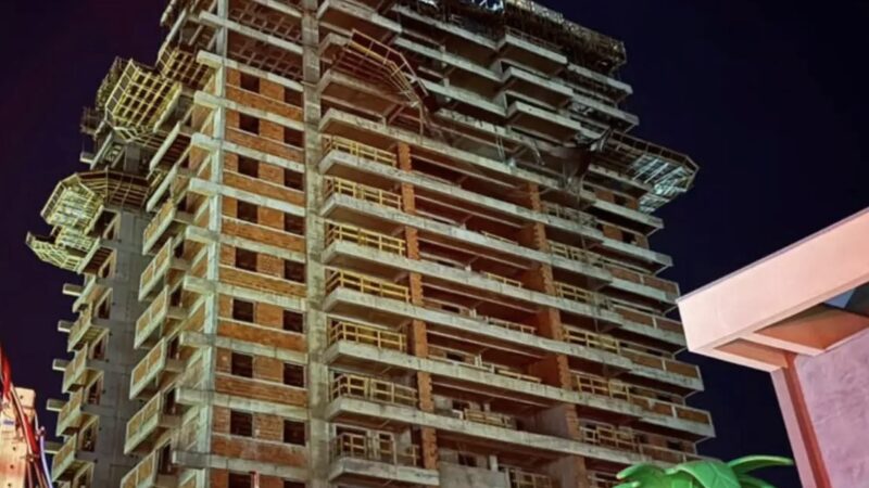 Estrutura cede em prédio em obras e operário morre após queda de aproximadamente 35 metros em Campo Grande