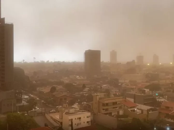 Campo Grande pode registrar ventos de até 100 km/h e calor de 32°C até o fim de semana