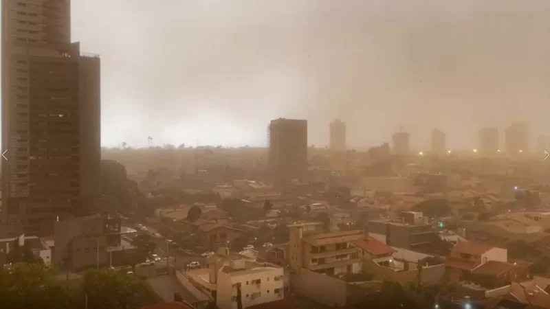 Campo Grande pode registrar ventos de até 100 km/h e calor de 32°C até o fim de semana
