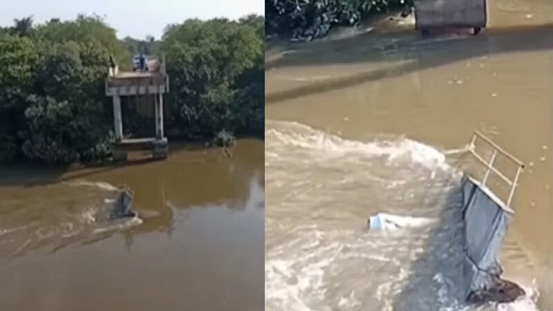 Ponte desaba durante passagem de carreta e caminhoneiro morre no Rio Taquari