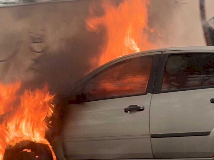 Homem salta de carro em movimento após veículo pegar fogo em Campo Grande