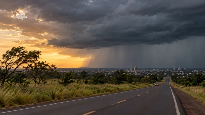 Frente fria derruba temperaturas e mantém risco de tempestades em Mato Grosso do Sul